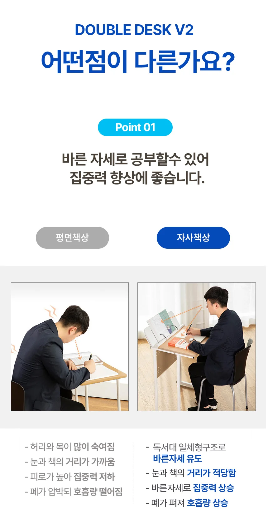 더블데스크V2 학원책상 학교 공부방 책상 상세5
