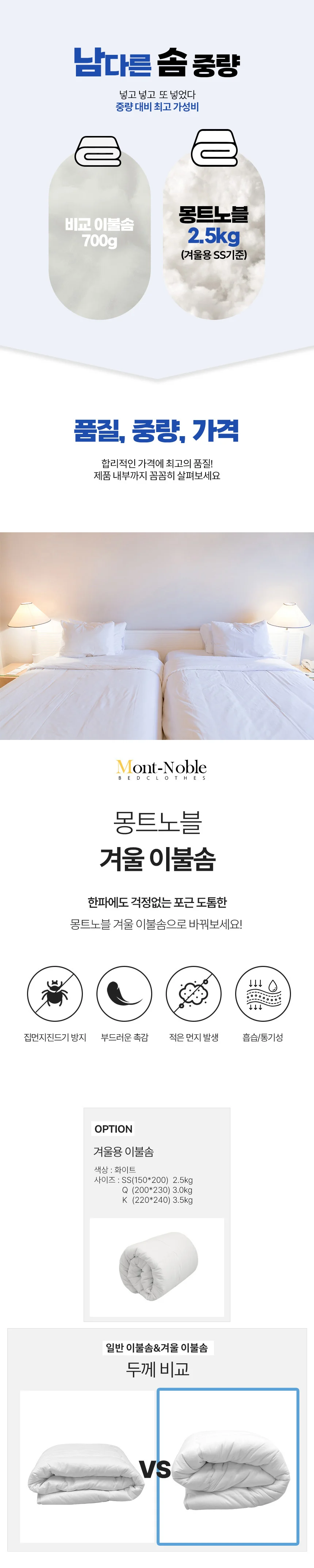 도톰한 한파용 마이크로화이바 따뜻한 겨울 이불솜 상세1
