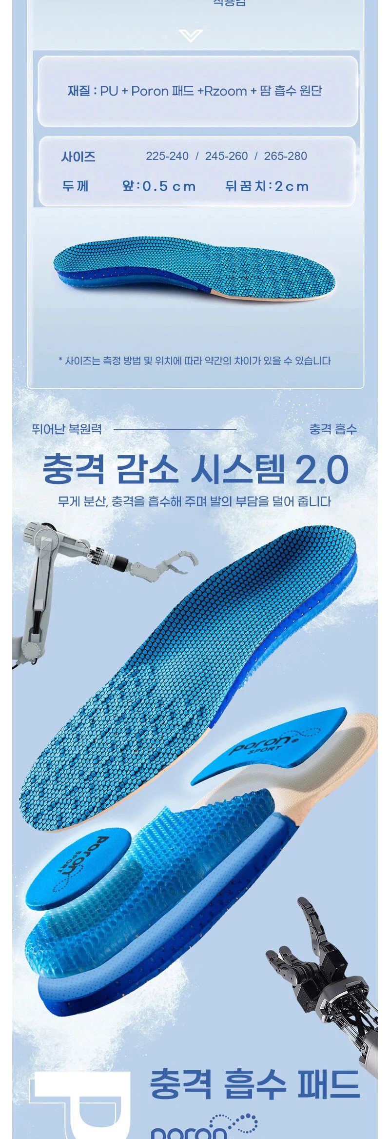 신발깔창 발뒤꿈치 구두 뒷꿈치보호패드 기능성 PO 상세2