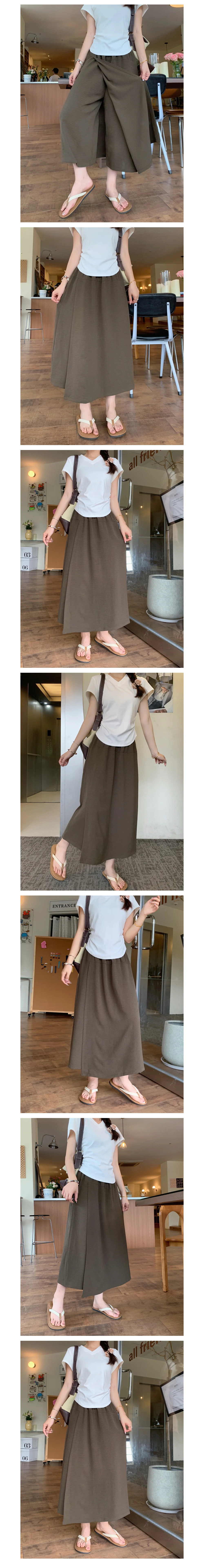 블랙 랩스커트 와이드 밴딩 팬츠 상세4