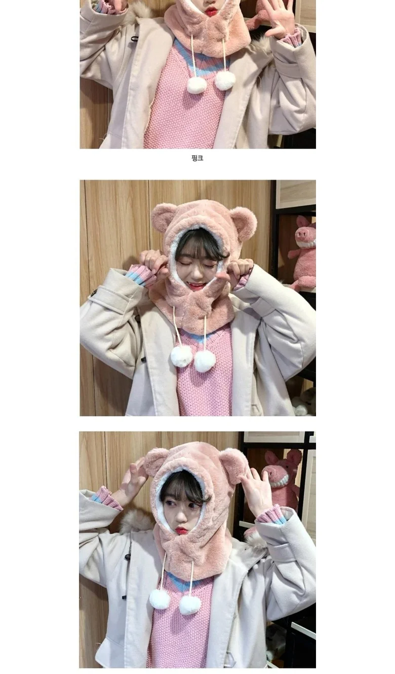 -당일출고- 통통이 곰돌이 워머 겨울 따뜻한 방한 모자 상세3