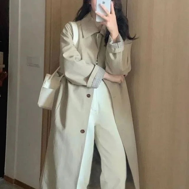 여성 트렌치코트 체크 소매 간절기 아우터 가을 봄 재킷