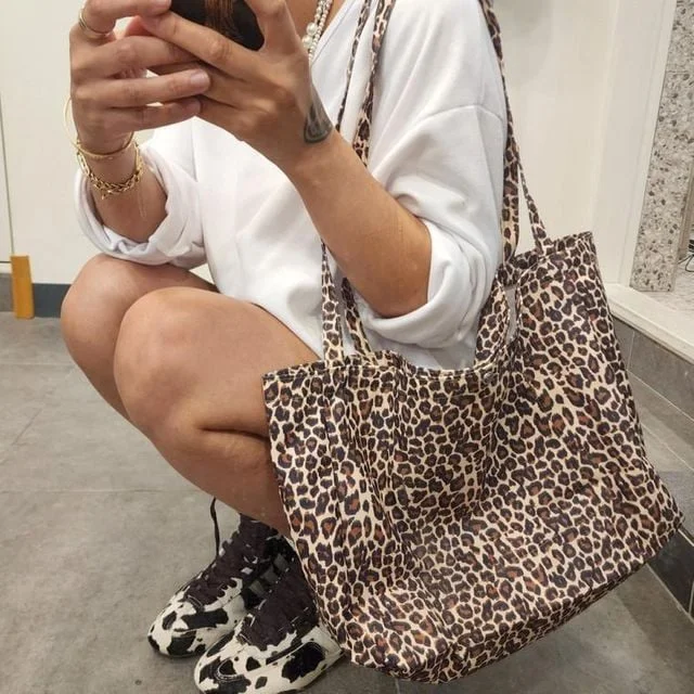 레오파드 에코 쇼퍼백 데일리백 큰백 숄더백 호피 보부상백 가방 빅백 여성