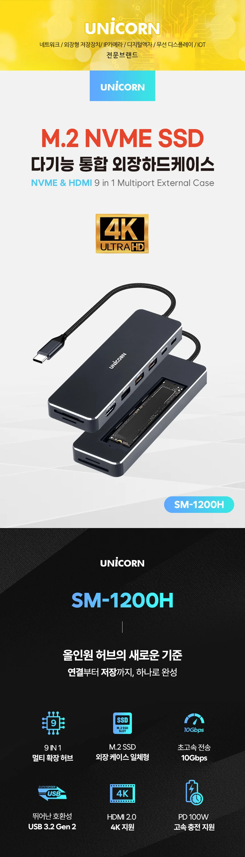 m.2 ssd 멀티 nvme usb 데스크탑 컨버터 3.2 포트 케이스 외장 하드 상세1