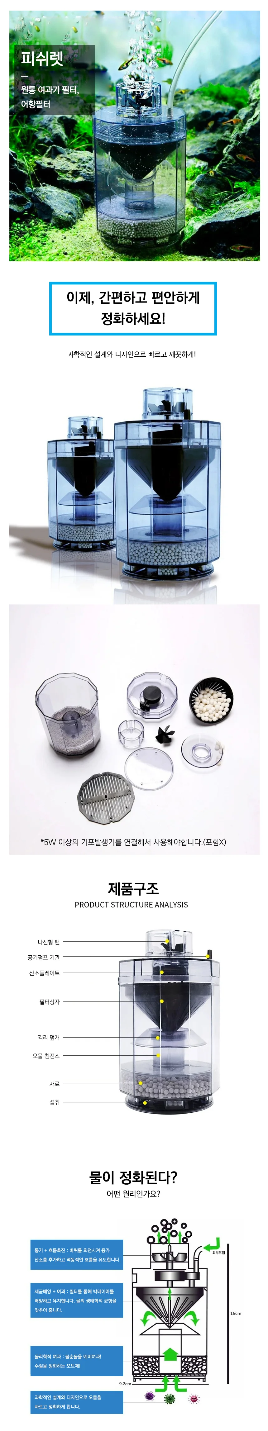 피쉬렛 원통 여과기 필터 어항여과기 어항수질개선 상세1