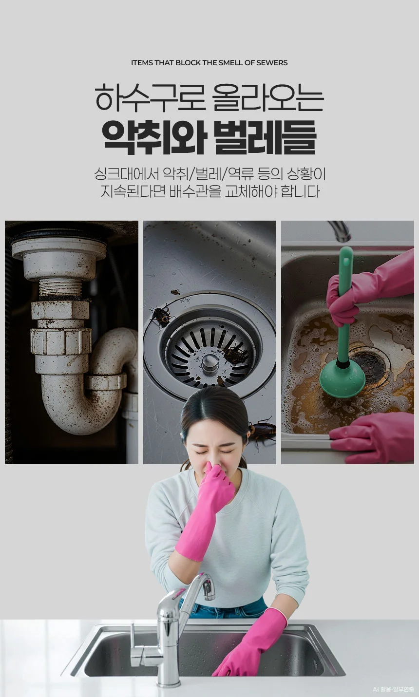 싱크s트랩 싱크대하수구냄새 제거 배수구교체 악취차단 배수관호스 상세4