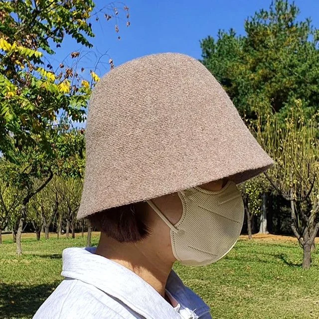 양모 니트 버킷햇 여성 겨울 벙거지 골프모자 블랙