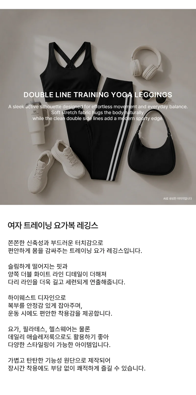 여자 트레이닝 두줄 레깅스 요가바지스타일 활력넘치는 핏예쁜요가복 상세2