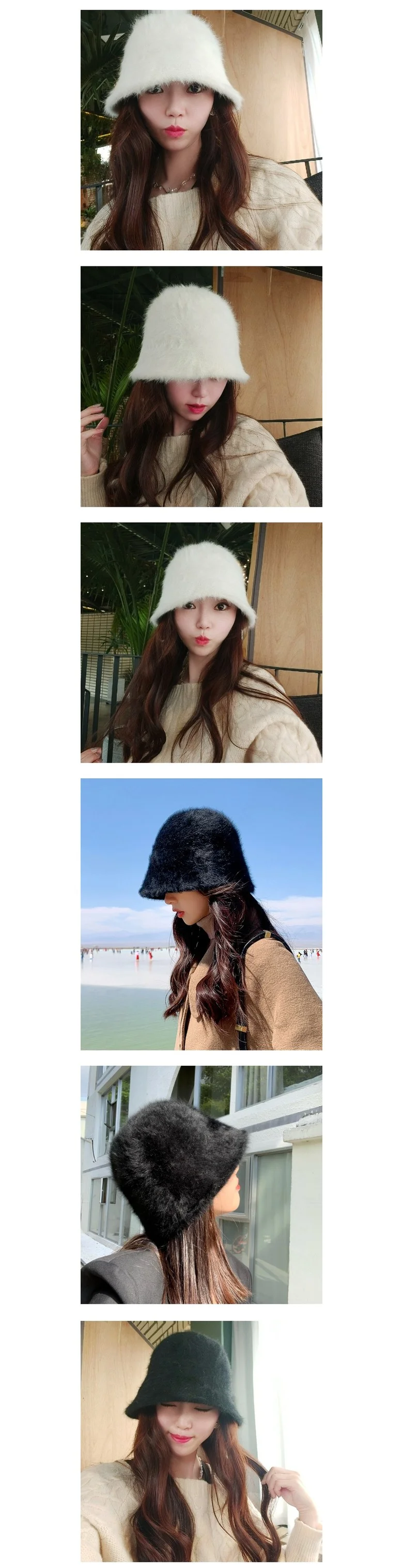 -당일출고- 앙고라 버킷햇 여성 겨울모자 털모자 벙거지모자 상세3