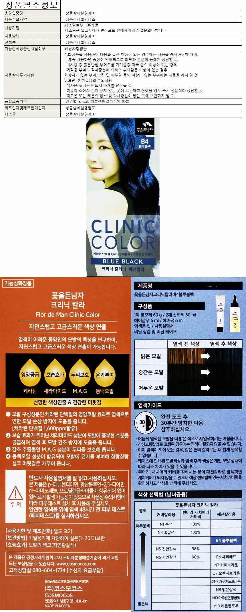 꽃을든남자 클리닉칼라B4 블루블랙 상세1
