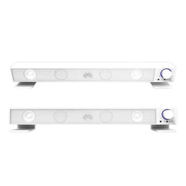 화이트 USB 전원 사운드바 스피커 블루 LED 모니터 하단 배치용 상세1