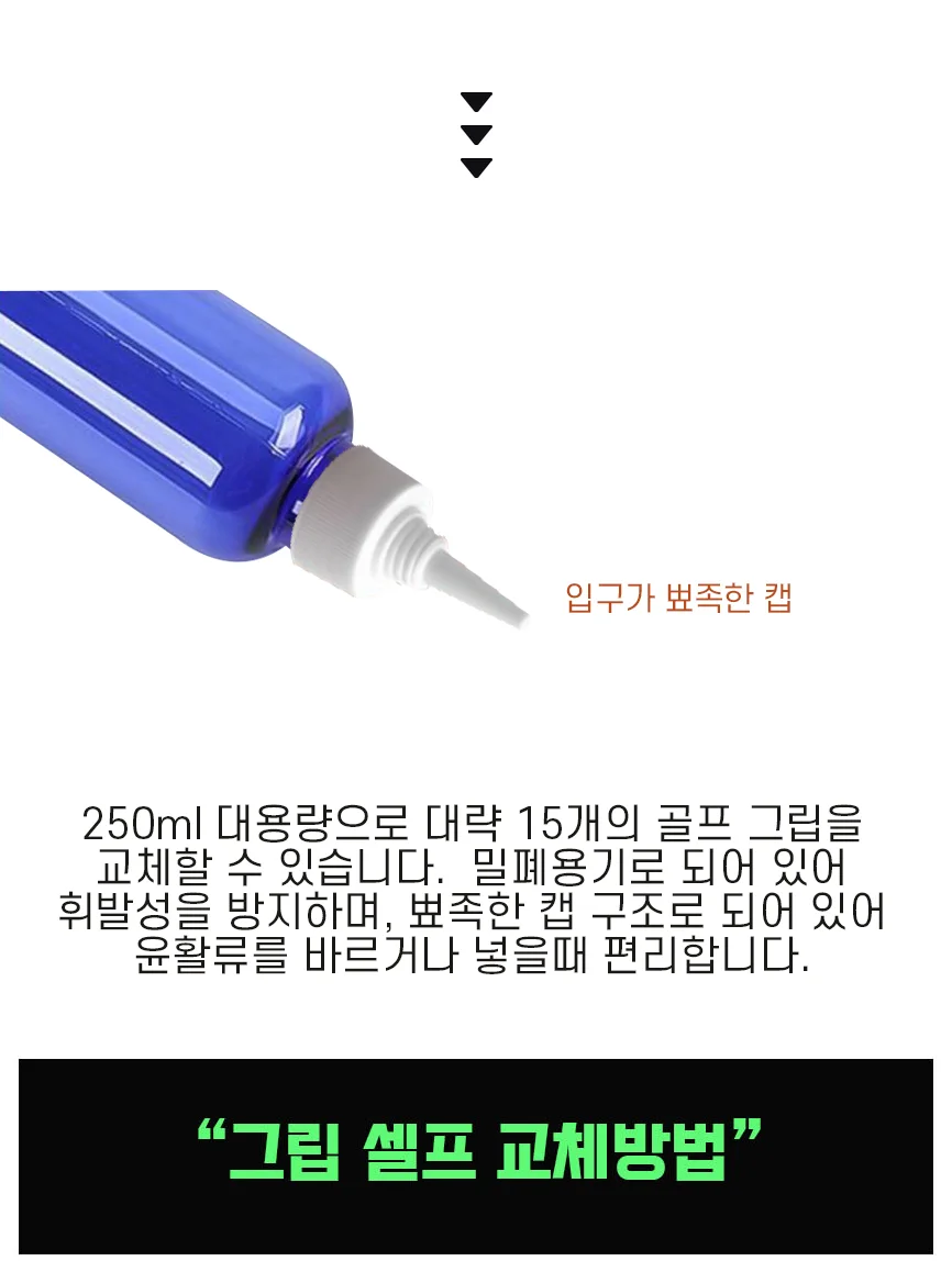 싱글골프 반실 그립 교체용 솔벤트용액 250ml 상세2
