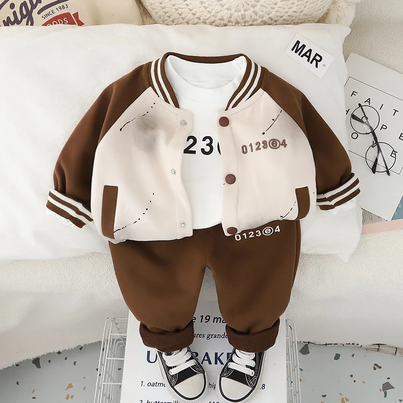 아동복 남자 어린이 봄 신상품 봄 양기 봄옷 야구복 3종 세트 상세3