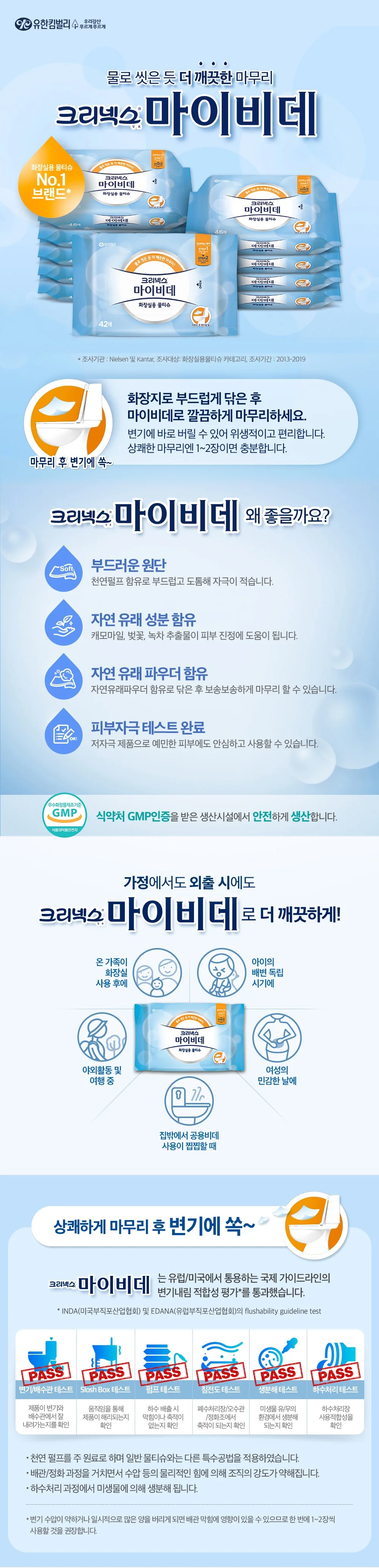 물에녹는물티슈 청결티슈 물티슈리필 46매 상세1