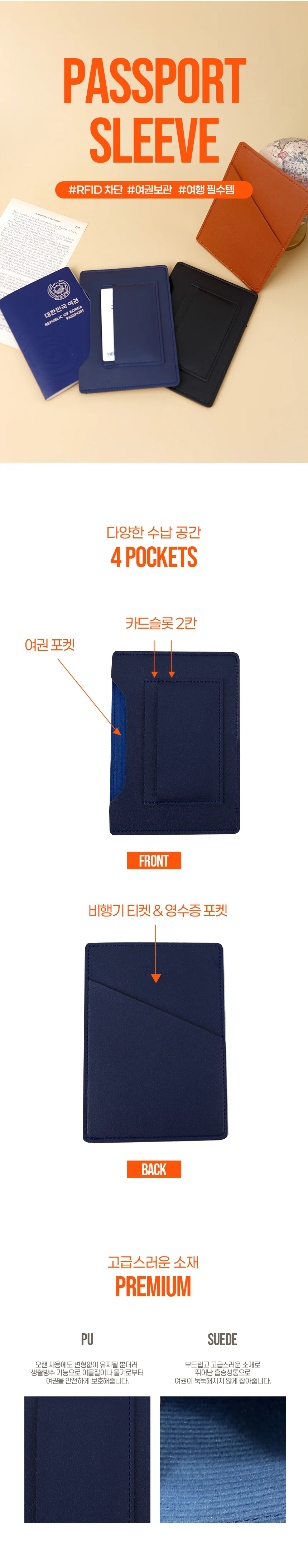 안티스키밍 여권 슬리브 RFID차단 케이스 여행 지갑 상세4