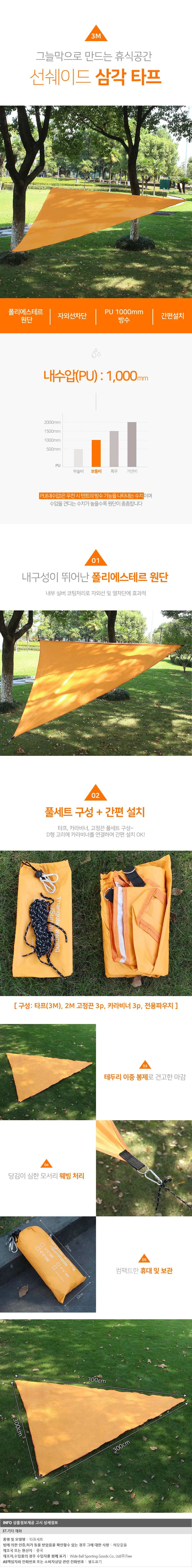 선쉐이드 삼각 그늘막타프(3M) 차박 옥상그늘막 상세1