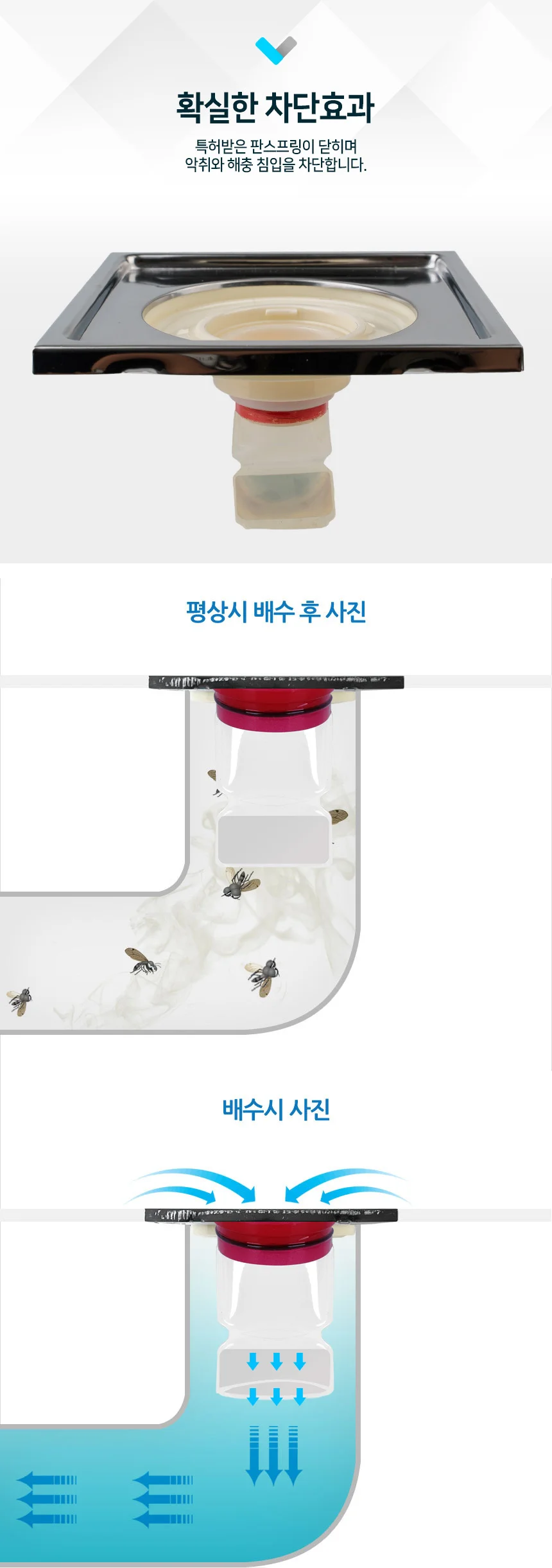 싱크대 하수구 악취 벌레 차단 트랩 5cm 상세3