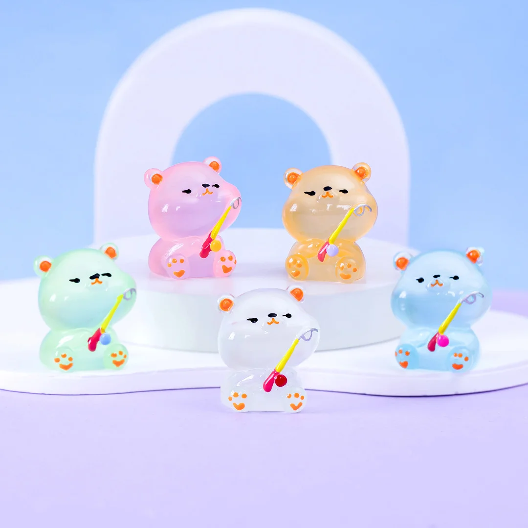미니어처 곰 야광 2.7x3.1cm C1192 5색 택1 (10개 묶음) 상세3