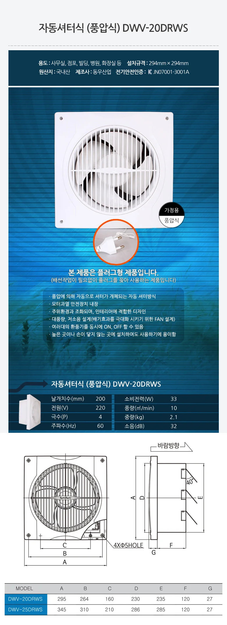사무실환풍기 자동셔터환풍기 화장실팬 상세1