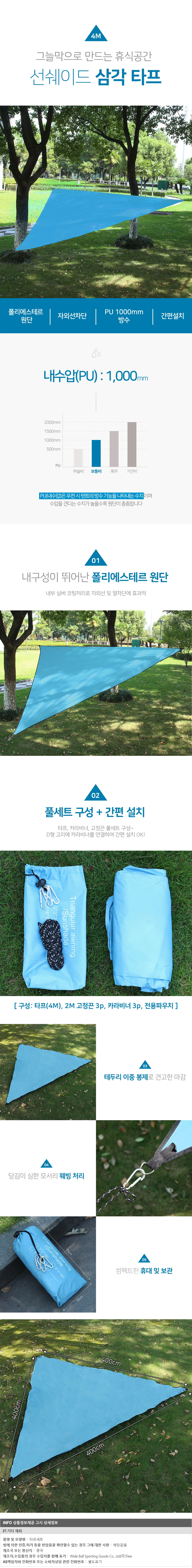 삼각 그늘막 타프 스카이 나들이타프 간편설치썬쉐이드 캠핑 상세1