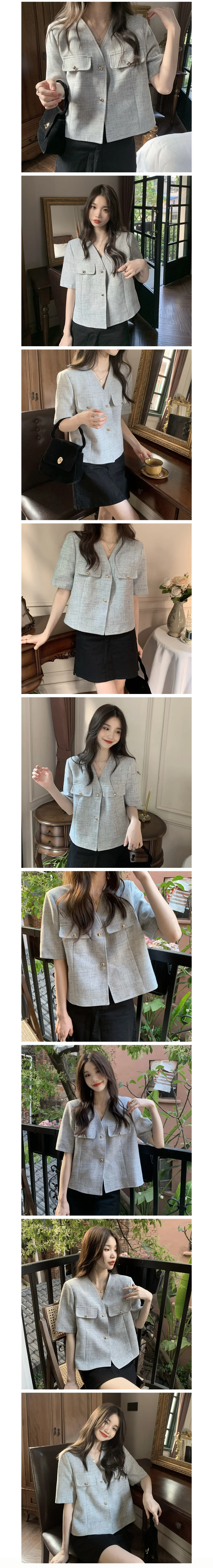 여성 하객룩 트위드 반팔자켓 상세1