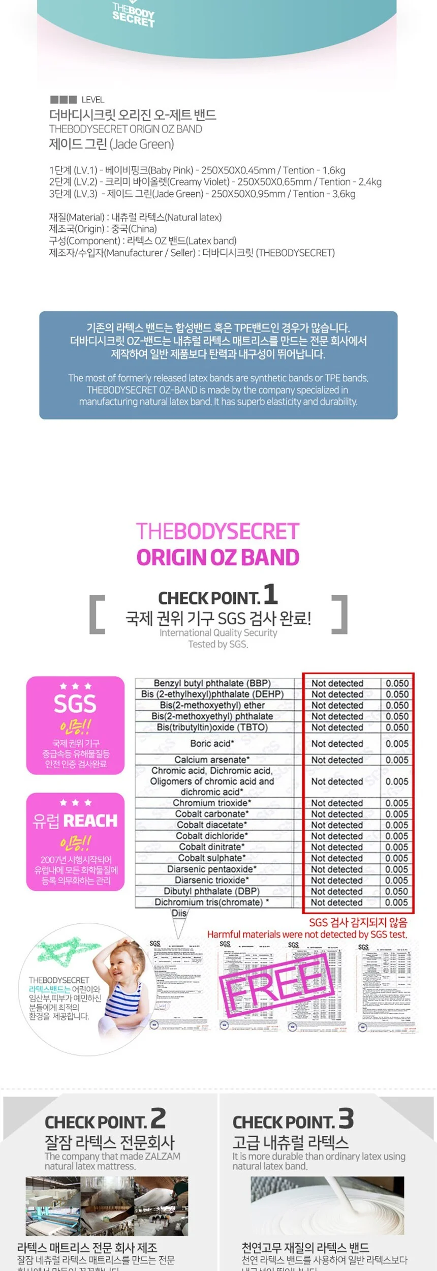 더바디시크릿 오리진 OZ밴드 0.95mm 라텍스밴드 그린 상세3