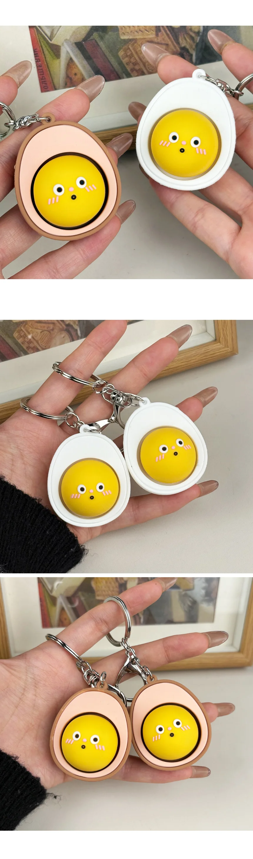 삶은 계란 키캡 키링 딸깍이 구운 달걀 클리커 딸각이 킵캡 상세2