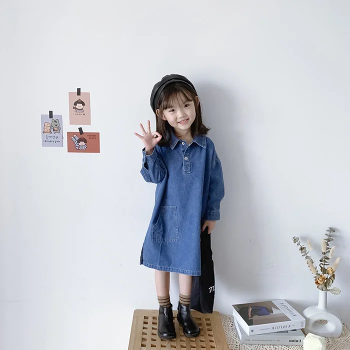 청원피스 포켓 데님 원피스 캐주얼 롱 드레스 상세2