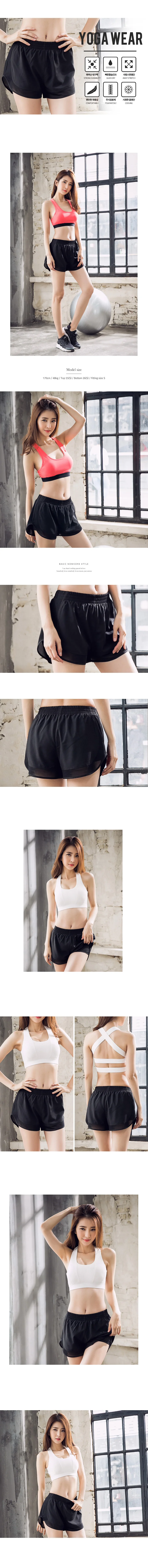 2겹 반바지래쉬가드 스포츠 트레이닝 레쉬가드 상세1