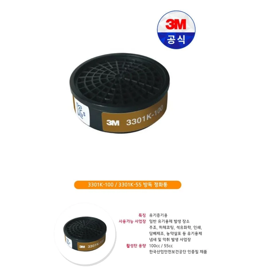 3M 방독 마스크 정화통 3301K 전용 정화통 1p 상세2
