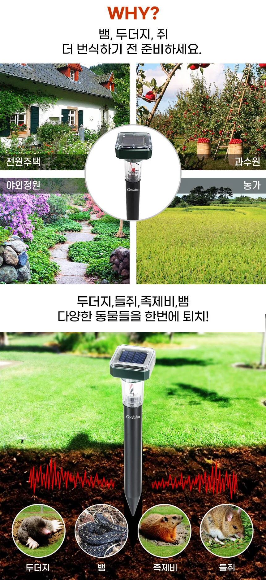 쿨로하 태양광 LED 야생동물 퇴치기 1+1 상세4