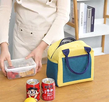 큐티 컬러블록 보온보냉백 도시락가방 직장인 런치백 상세1