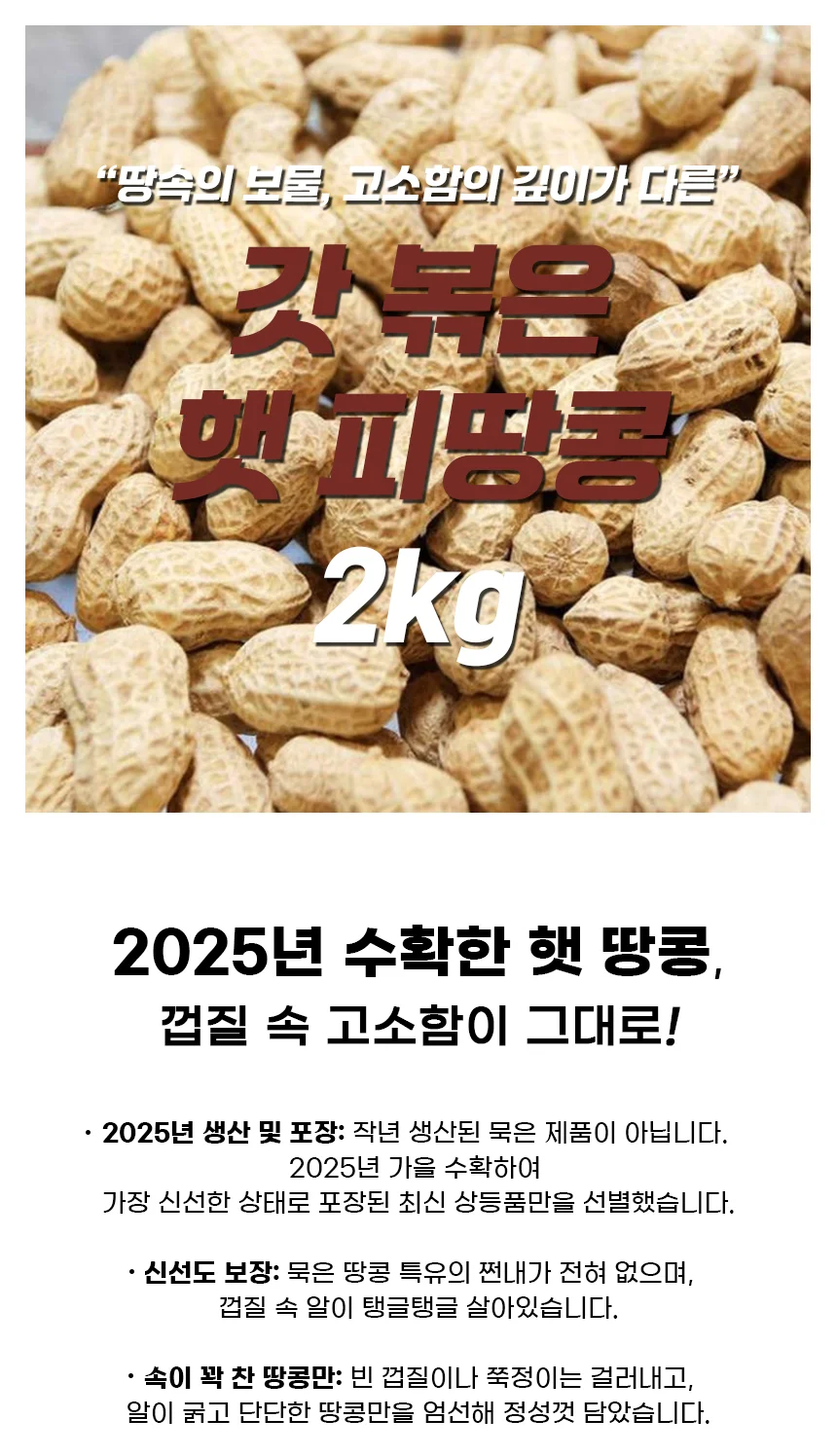 맘앤맘 2025년 햇 볶은 피땅콩 2kg 대용량 땅콩 상세1