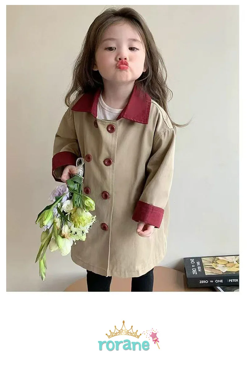 여아 가을 아동 주니어 루즈핏 트렌치 코트 자켓 점퍼 상세5