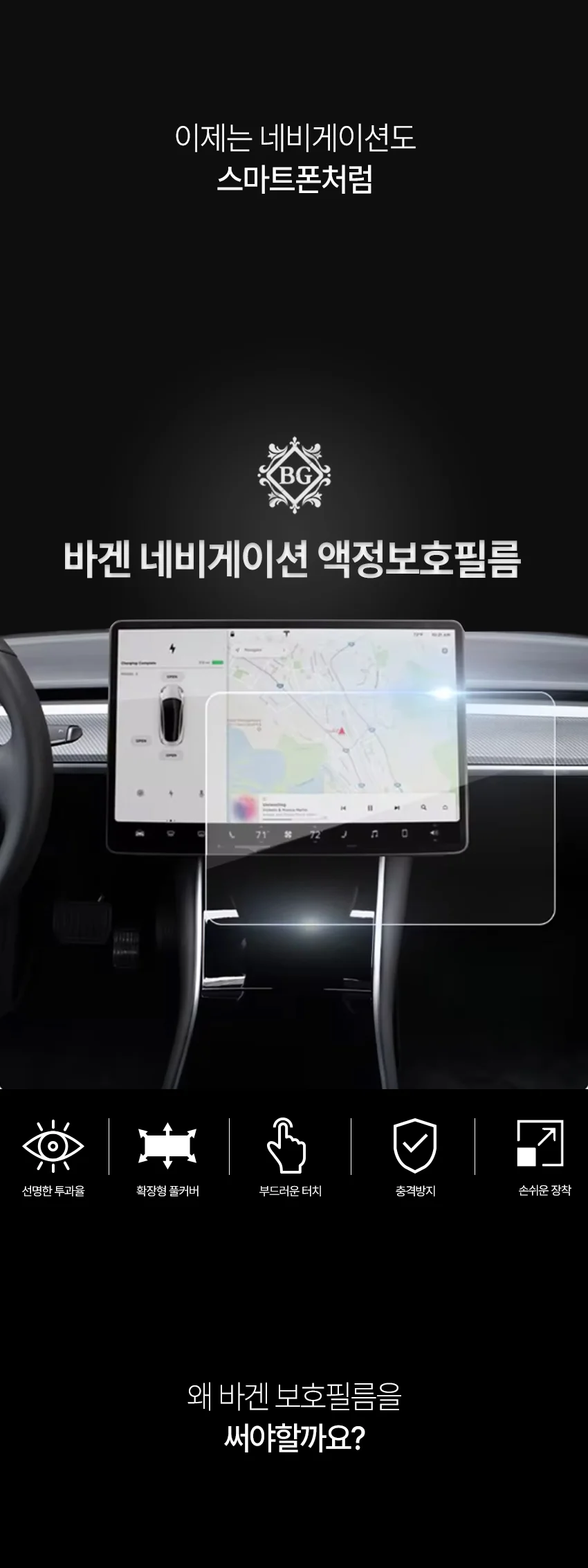 더뉴 카니발 KA4 내비게이션 필름 파노라마 풀커버 상세2