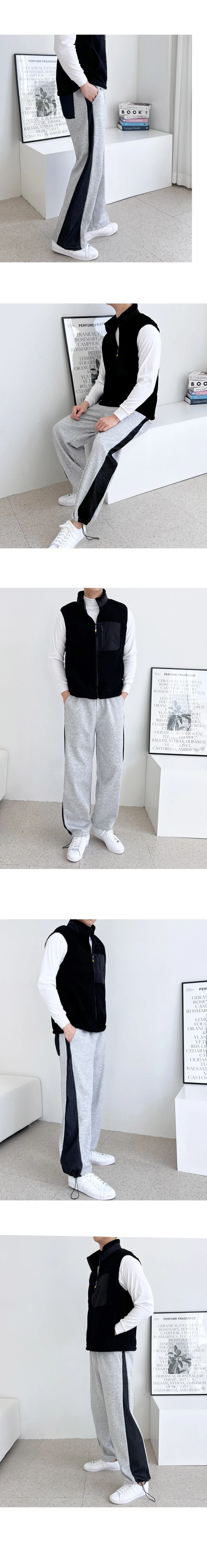 남성 와이드 팬츠 데님 기모 바지 스트링 겨울 청바지 상세2