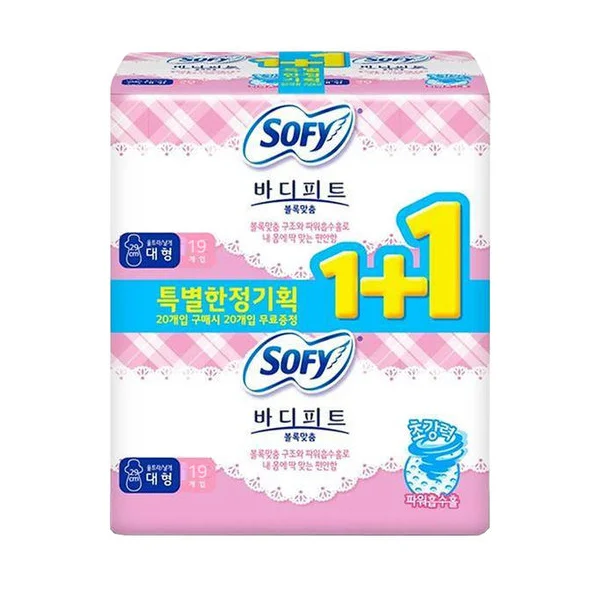 쏘피 바디피트 볼록맞춤 날개 대형 생리대 19+19입 상세3