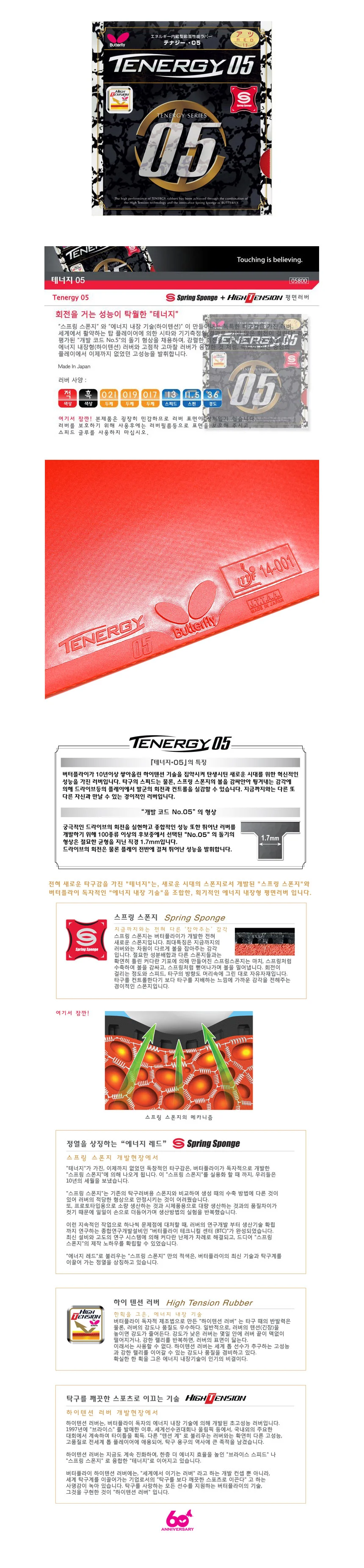 버터플라이 테너지05 탁구용품 탁구러버 상세2