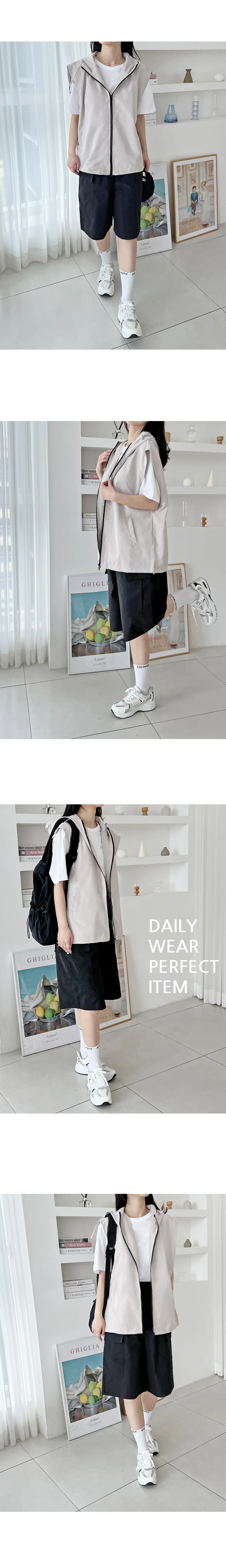 조끼 바람막이 후드 오버핏 고프코어 여성 점퍼 상세2