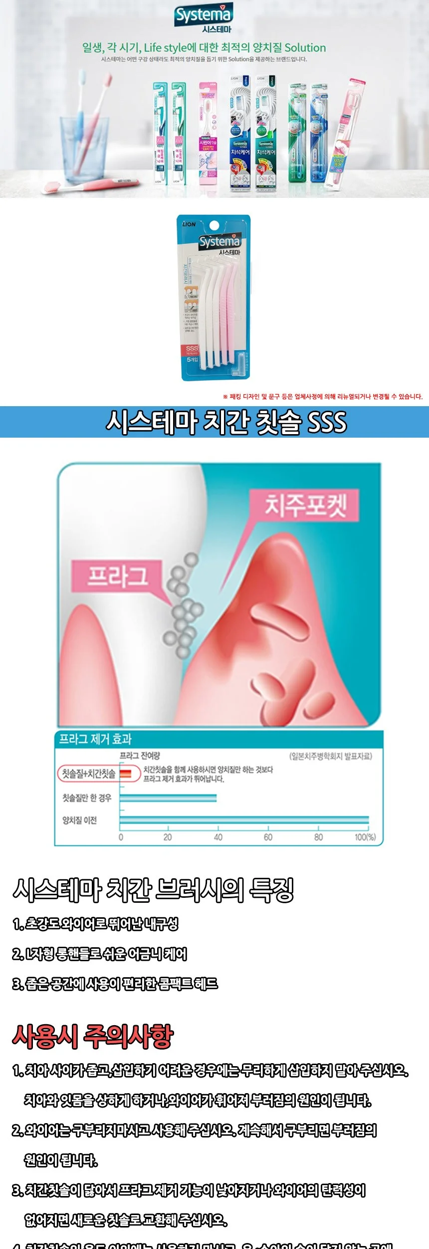 시스테마 치간 칫솔 SSS 5개입 상세2