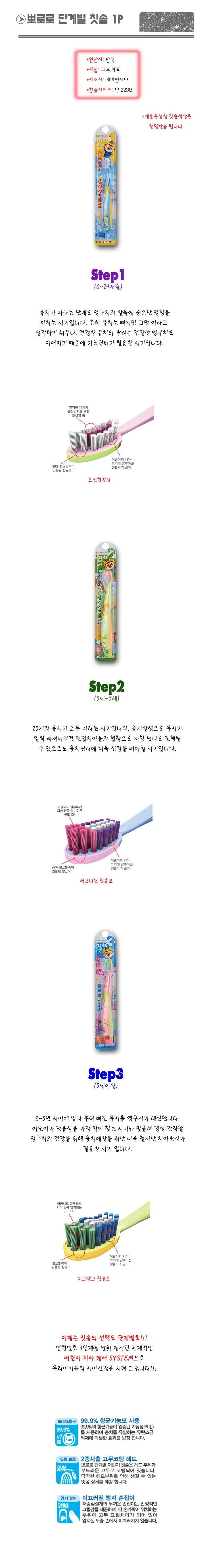뽀로로 단계별 칫솔 1p 유아 어린이칫솔 유치관리 상세2