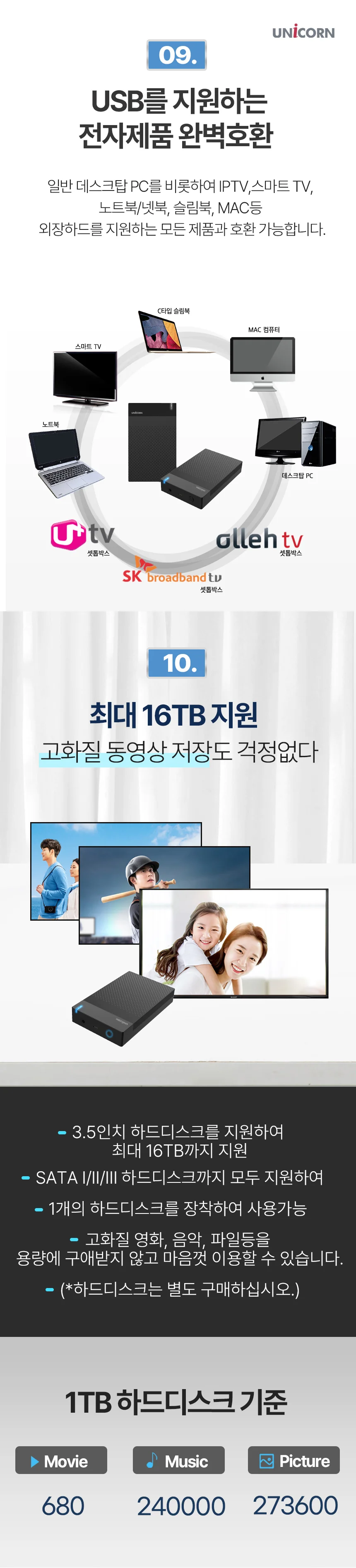 USB 3.1 C타입 A타입 3.5인치 외장하드 케이스 노트북 데스크탑 PC 5GPBS 원터치 슬라이드 상세5