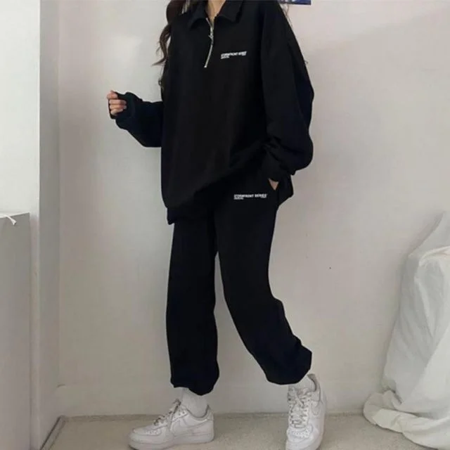 데일리 여성 카라 반진업 트레이닝복 세트 츄리닝 여성패션