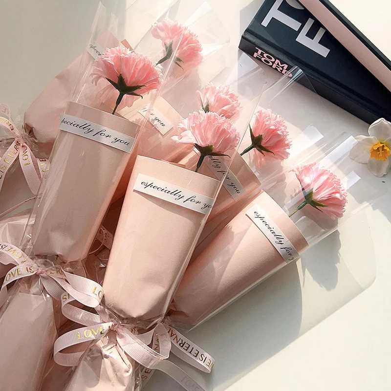 어버이날 선물 완제품 단일 장미 카네이션 튤립 꽃다발 모조 비누꽃 선물 판매용 대량 상세3