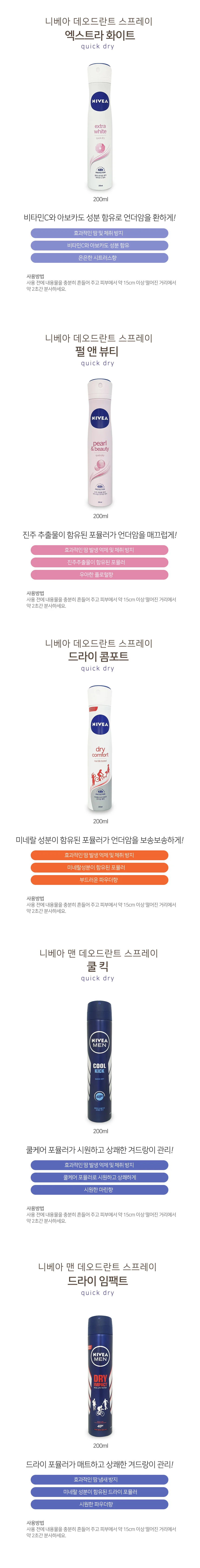 니베아 데오드란트 스프레이 200ml 여자데오드란트 겨땀억제 손땀억제 상세1