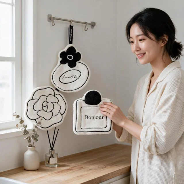 핸드타올 플라워 고리수건 주방 욕실 행주 수건 집들이 선물용 타월