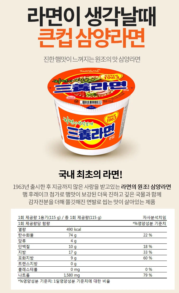 삼양식품 삼양라면용기큰컵 x 16입 상세5