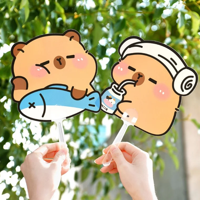 카피바라부채 단체행사 사은품 귀여운 여름 손잡이부채
