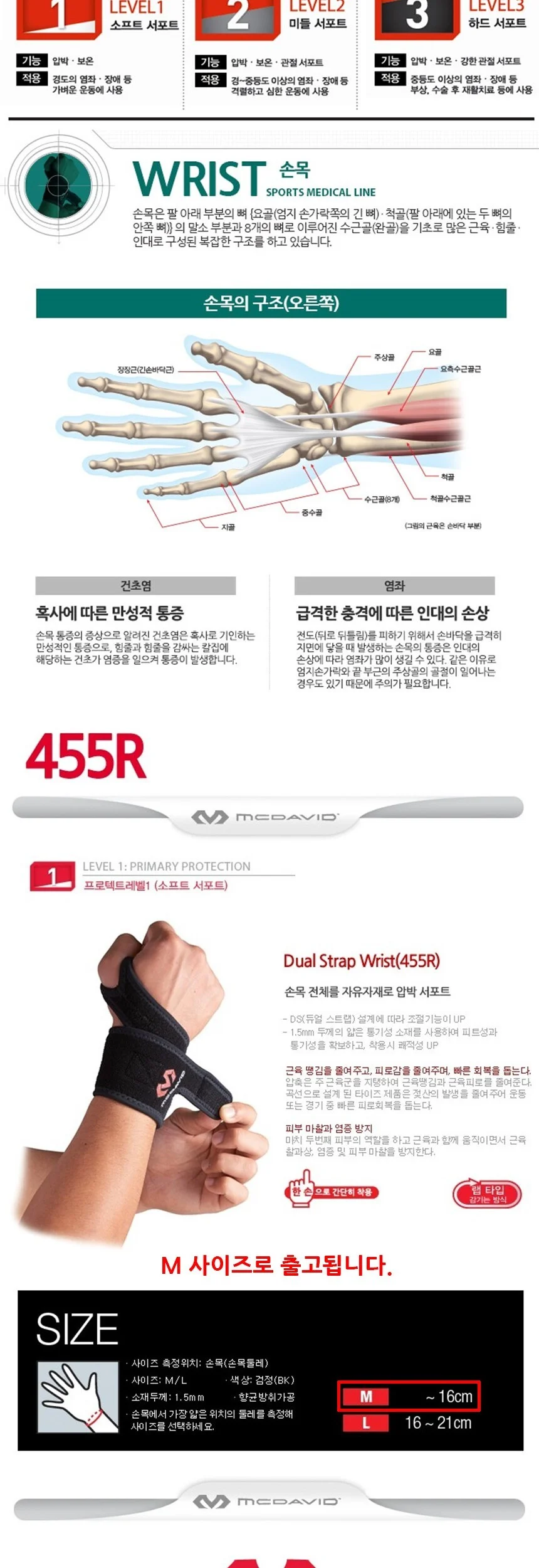 맥데이비드 455R 고리형 손목보호대 M 상세3