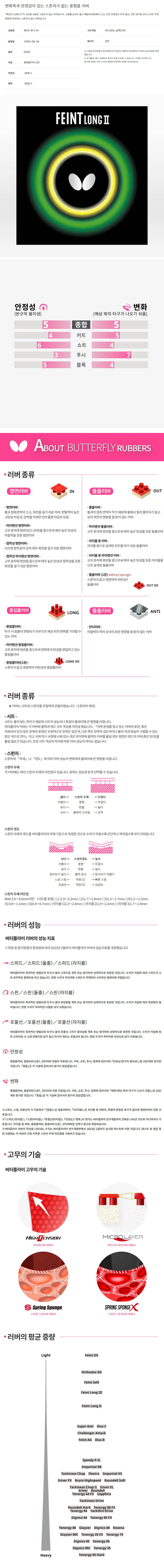 버터플라이 탁구 러버 탁구채 고무판 탁구 돌출 라바Q 상세3
